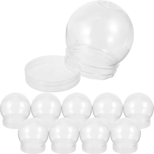 Vista 2 de Globos de nieve para bricolaje, 10 unidades, globo de plástico transparente con tapa de rosca, tarro de globo para manualidades, decoración