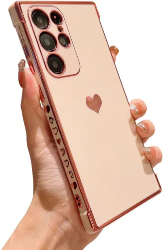 Vista 145 de phylla Funda de teléfono compatible con Samsung Galaxy A12 de 6.5 pulgadas, lindo corazón chapado en oro, elegante funda de lujo para mujer