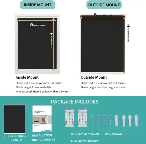 Vista 9 de Changshade - Persianas enrollables 100% opacas para ventanas, sin cordones, con parada libre y valance, persianas enrollables con aislamiento 2-Negro