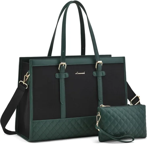 Vista 34 de LOVEVOOK Bolsa para Laptop para Mujeres de 15.6 pulgadas Bolsa Tote de Lona para Laptop, Bolsa de Trabajo de Gran Capacidad con Bolso de Mano, Bolsa