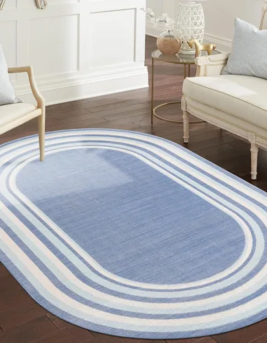 Vista 6 de Unique Loom Lotus Collection - Alfombra de área - Guyana (2' x 3' 1" Rectángulo, Azul/Azul Claro)