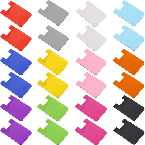 Vista 8 de Frienda 24 portatarjetas de teléfono adhesivo de silicona para la parte posterior del teléfono, funda adhesiva para tarjetas de crédito compatible