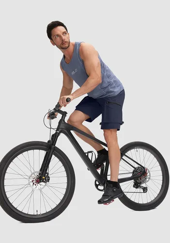 Vista 6 de Bikewa Pantalones cortos de ciclismo de montaña para hombre, con acolchado 3D, ajuste holgado, con bolsillos con cremallera