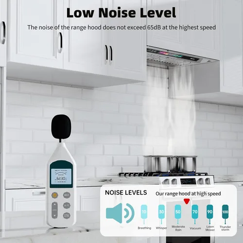 Vista 7 de Campana extractora de 30 pulgadas con control de voz/gestos/táctil, ventilación de campana de cocina integrada de 900 CFM con ventilador de escape