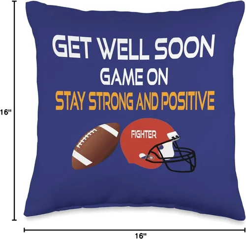Vista 4 de DesignsByKelley Best Wishes Fast Recovery Gifts Get Well Soon Football Gifts - Almohada para niños y adolescentes, 16.0 x 16.0 in, multicolor