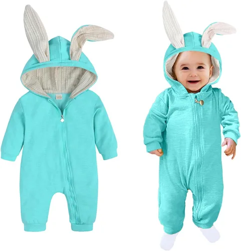 Vista 10 de AGQT Baby Bunny Costume Infant Girl Boy Easter Halloween Outfit Size 0-24M 7108a# Blanco -1pcs