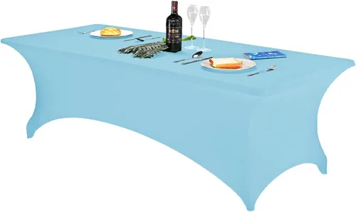 Vista 34 de FORLIFE - Funda de mesa de elastano, mantel ajustado de 4 pies para mesas rectangulares, funda elástica para patio, universal para bodas, banquetes