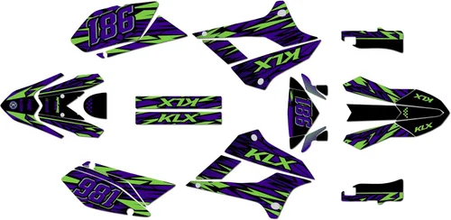 Vista 9 de Kit de gráficos para Kawasaki KLX250 2008-2020 y KLX300SM 2021-2023 Twitch Series Azul 9 mil - Easy Go - Adhesivo para motocicleta Dirt Pit Bike