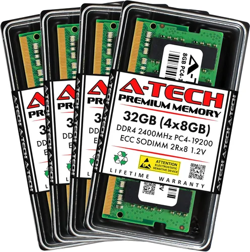 Vista 28 de A-Tech 4GB DDR4 2133MHz PC4-17000 ECC SODIMM 1Rx8 Rango único 1.2V 260-Pin Módulo de actualización de memoria RAM para Microserver, estación