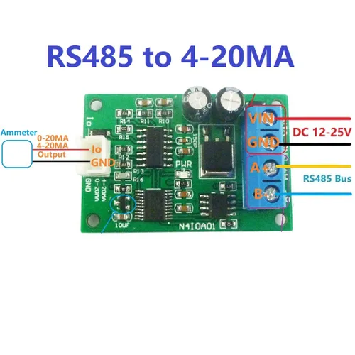 Vista 3 de DC 12V RS485 a 4-20MA 0-20MA Generador de señal de corriente Módulo convertidor DAC Modbus RTU para instrumentos de medición PLC