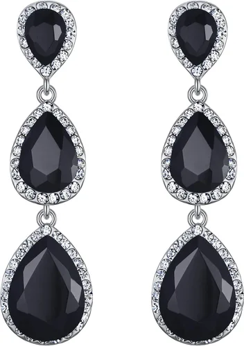 Vista 94 de EleQueen Pendientes de cristal austriaco en tono dorado para mujer, forma de pera de 2.5 pulgadas, color esmeralda
