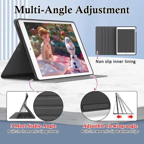 Vista 4 de Funda para iPad de 9ª/8ª/7ª generación 2021/2020/2019 de 10.2 pulgadas, soporte de visión multiángulo de 10.2 pulgadas, funda Folio Smart Auto Negro