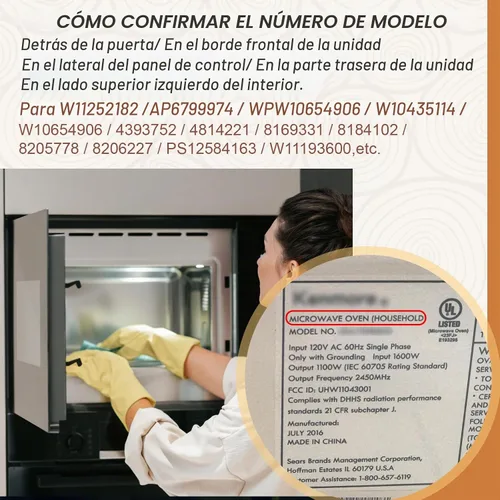 Vista 4 de 1 Uds. W11252182 para Whirlpool Microondas Anillo de reemplazo con rodillos 8206227 Soporte de bandeja de vidrio para microondas Amana Kenmore