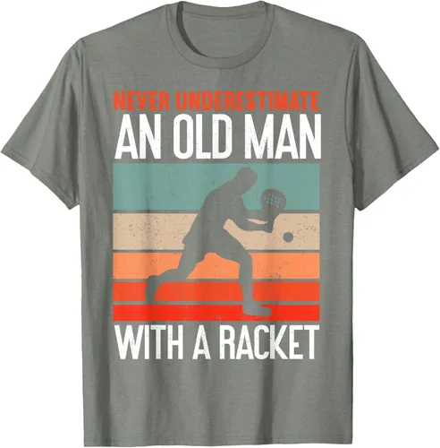 Vista 19 de Camiseta divertida de pádel "Never Underestimate An Old Man With A Racket, Negro