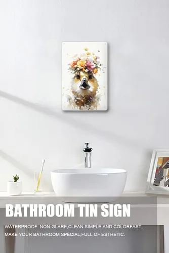 Vista 4 de Zomyto Letrero de metal de pato para decoración de pared de animales, regalo para amantes de los patos, bonito arte de pared floral, decoración
