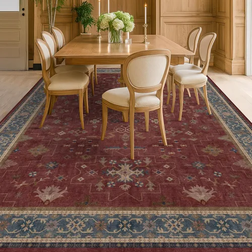 Vista 128 de Hazo Haus – Alfombra pequeña para entrada, cocina o baño, antideslizante con base de goma, resistente a las manchas y a la decoloración, diseño