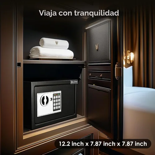 Vista 5 de Caja de seguridad ADIMO para dormitorio universitario con bolsa impermeable e ignífuga, caja fuerte para dinero con llaves, código de acceso y kits