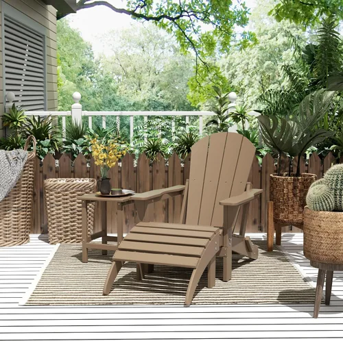 Vista 22 de WestinTrends Malibu - Silla de salón para exteriores, juego de 2 sillas Adirondack con otomana, sillas plegables de madera de polietileno para todo