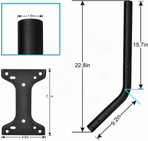 Vista 5 de Kit de montaje de poste de pared para placa Starlink Standard 4/4X Negro-1