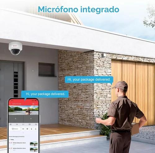 Vista 3 de Anpviz Cámara domo IP PoE de 4MP con micrófono/audio, visión nocturna IR