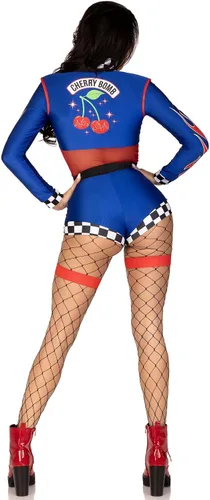 Vista 2 de Leg Avenue Womens 2 PC Cherry Bomb Racer Halloween Costume with Flame Detail