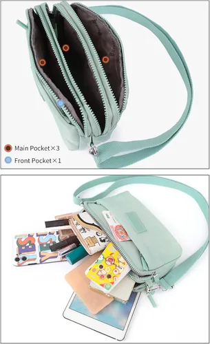 Vista 4 de NOTAG Monederos cruzados de nailon multibolsillos para mujer, bolsos y bolsos diarios