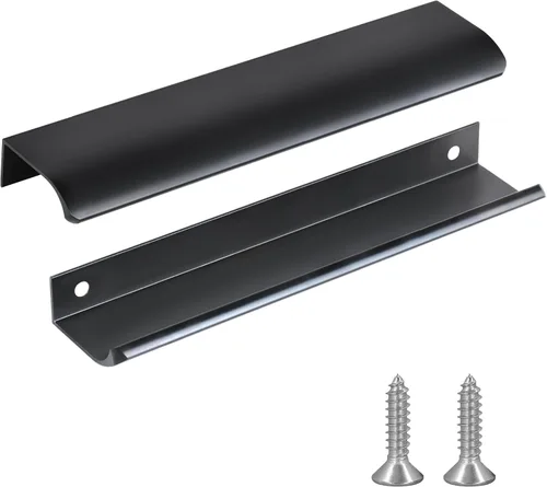 Vista 7 de JOOJA Juego de 10 tiradores con borde de dedo de estilo moderno para muebles y cajones, tiradores ocultos para gabinetes y cocina, perillas, negro
