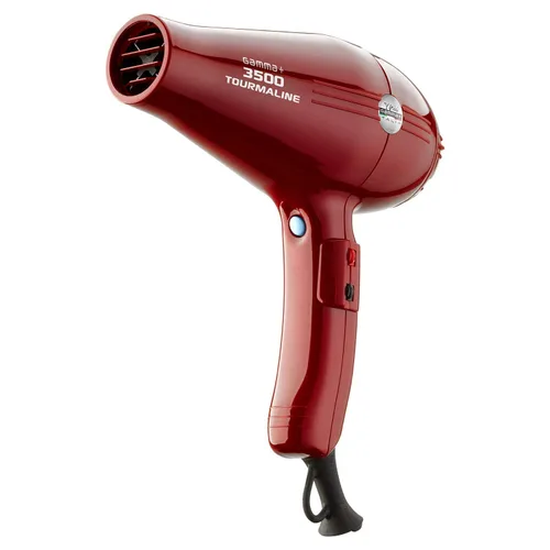 Vista 3 de GAMMA+ 3500 - Secador de pelo iónico de turmalina profesional, 2 boquillas, 6 ajustes de calor, rojo