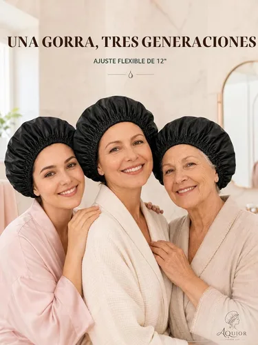 Vista 2 de Aquior Gorro de ducha reutilizable para mujeres, hombres, gorra de pelo impermeable, tamaño grande para cabello largo, trenzas, rizado o corto