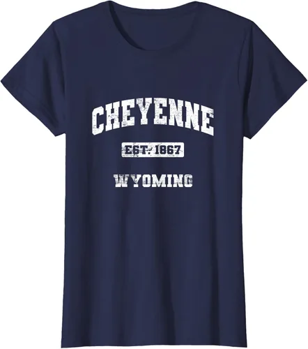 Vista 29 de Cheyenne Wyoming WY vintage state Camiseta de estilo atlético, Negro