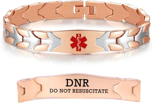 Vista 70 de LinnaLove Pulseras de alerta médica de pez volador para hombres y mujeres, pulseras médicas de acero inoxidable con grabado gratis, 8.5 pulgadas