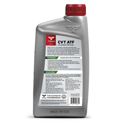 Vista 2 de TRIAX CVT ATF Líquido de transmisión CVT antideslizante universal de grado OEM, supera todas las especificaciones OEM (1 cuarto de galón)