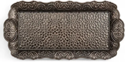Vista 11 de Alisveristime Bandeja pequeña de metal ornamentado para servir – Bandeja decorativa con motivo otomano (14.2 x 7.1 pulgadas, 10.8 onzas)