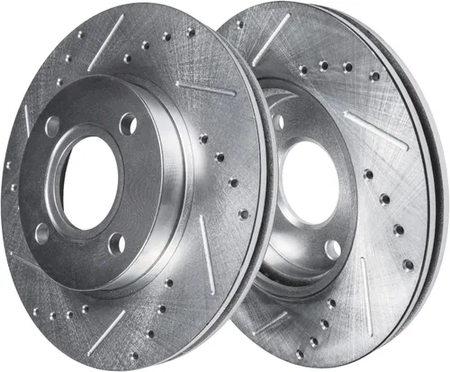 Vista 65 de Detroit Axle - Rotores de freno para Ford 2013-2019 Explorer Taurus Flex Lincoln MKT MKS, rotores de freno de disco ranurados perforados de repuesto
