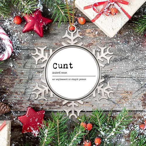 Vista 7 de Definición de sustantivo coño adorno colgante para árbol de Navidad, definición de coño, copo de nieve, adorno de árbol de Navidad, recuerdo