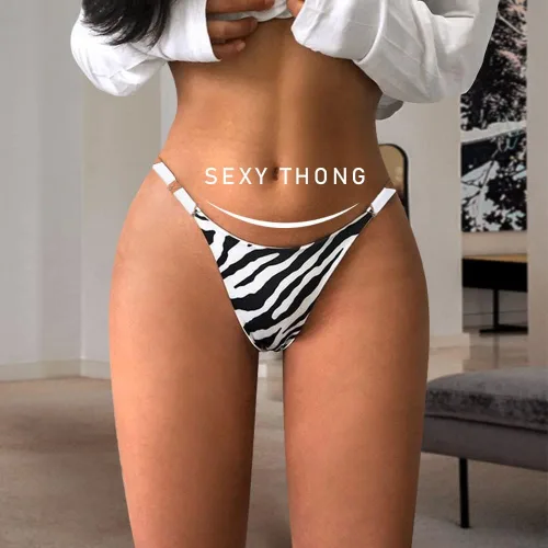 Vista 2 de chahoo Paquete de 4 tangas sexy de tanga para mujer ropa interior de seda de tiro bajo ropa interior de algodón con cuerda en V