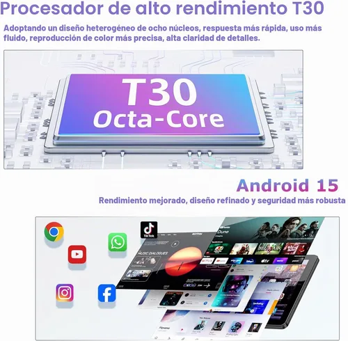 Vista 3 de Tabletas de 10 pulgadas, Android 15 GMS con 18 GB de RAM+128 GB Android 15 OS Gemini AI Google GMS Certificado 18GB RAM 128GB ROM T310 Octa-Core