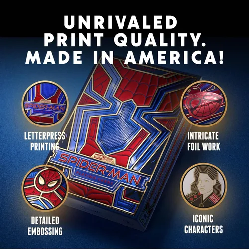 Vista 3 de theory11 Spiderman - Baraja de póquer de traje azul rojo dorado con obras de arte de películas personalizadas, magia, cardena, regalo de noche