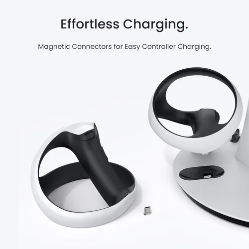 Vista 5 de KIWI design D2 3-in-1 Controller Charging Station for PSVR2 and PS5 with VR Display Stand and LED-Charging Indicator