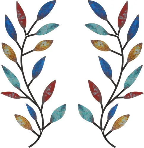Vista 7 de Zhengmy 2 piezas de metal hoja de árbol decoración de pared de hoja de olivo vid hoja de olivo arte de pared sala de estar, decoración de pared