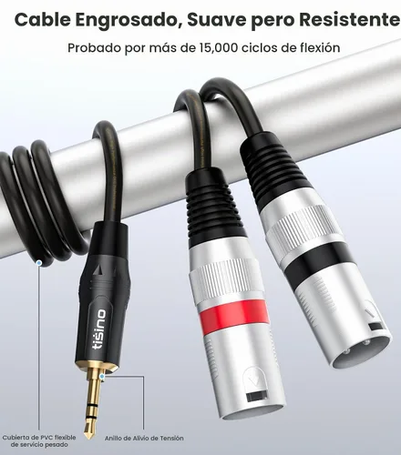 Vista 8 de tisino Cable estéreo XLR dual de 0.1 in a 1/8 pulgadas Mini Jack a 2 XLR macho Y Splitter Cable adaptador - 3.3 pies