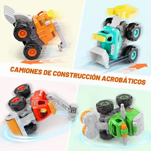 Vista 2 de iPlay, iLearn Camiones de construcción de acrobacias para niños pequeños