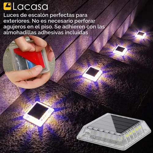 Vista 2 de Lacasa Luz Solar para Exteriores, Juego de 4 Piezas, 30LM, IP68 Resistente al Agua, Luz Solar de Jardín Automática de Encendido/Apagado para Paquete