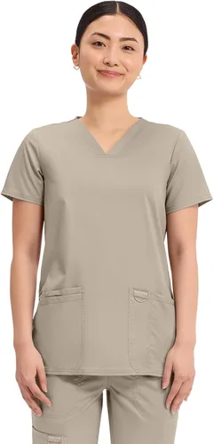 Vista 24 de Workwear Revolution Mujeres Scrubs Top V-cuello WW620 Negro