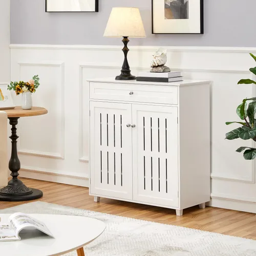 Vista 11 de Topeakmart Zapatero con puertas, zapatero de madera para pasillo, negro Estante de 4 capas y un cajón; dos particiones de nivel ajustables; MDF