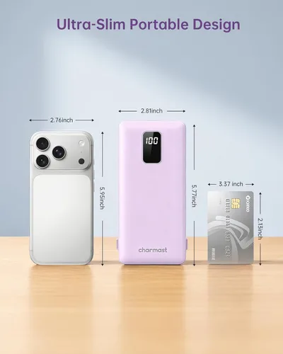 Vista 4 de Charmast - Cargador portátil con batería de 10000 mAh Púrpura