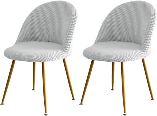 Vista 10 de Paquete de 2 fundas de elastano sin brazos de mediados de siglo para silla con respaldo corto para sala de estar y cocina