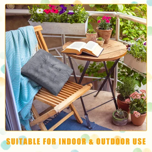 Vista 7 de Roowest Paquete de 9 cojines de asiento con lazos, antideslizantes, para cocina, oficina, comedor, sofá, muebles de patio, uso en interiores