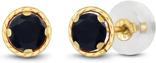 Vista 100 de Gem Stone King Aretes redondos de oro amarillo de 14 quilates con piedra natal Redondos de 0.157 in Aretes de oro para mujeres y hombres