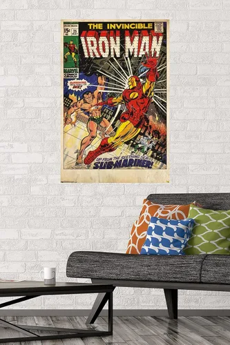 Vista 2 de Trends International 24 x 36 pulgadas Marvel Comics - Iron Man - Póster de pared con cubierta #25, 24 x 36 pulgadas, versión premium sin marco